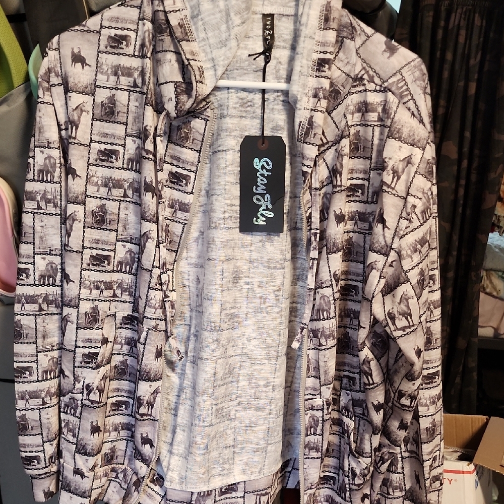 2 Fly Western Print Hoodie